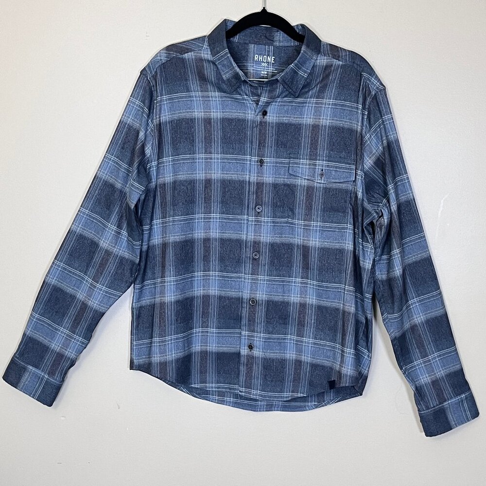 Rhone Plaid Long Sleeve Button Up Shirt - Men's Size M